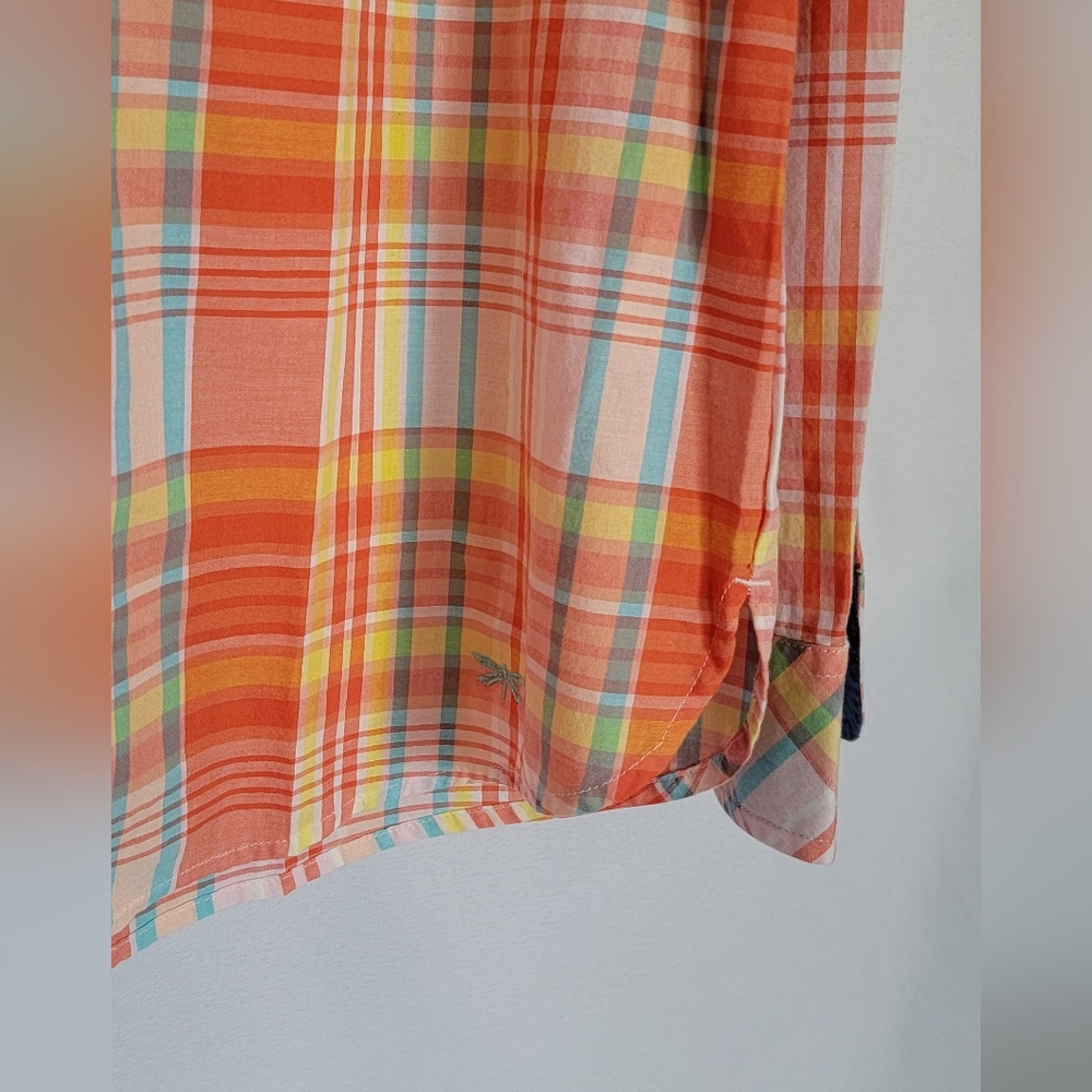 Talbots Orange, Blue & White Button Down Shirt Size Large - Picture 9 of 11